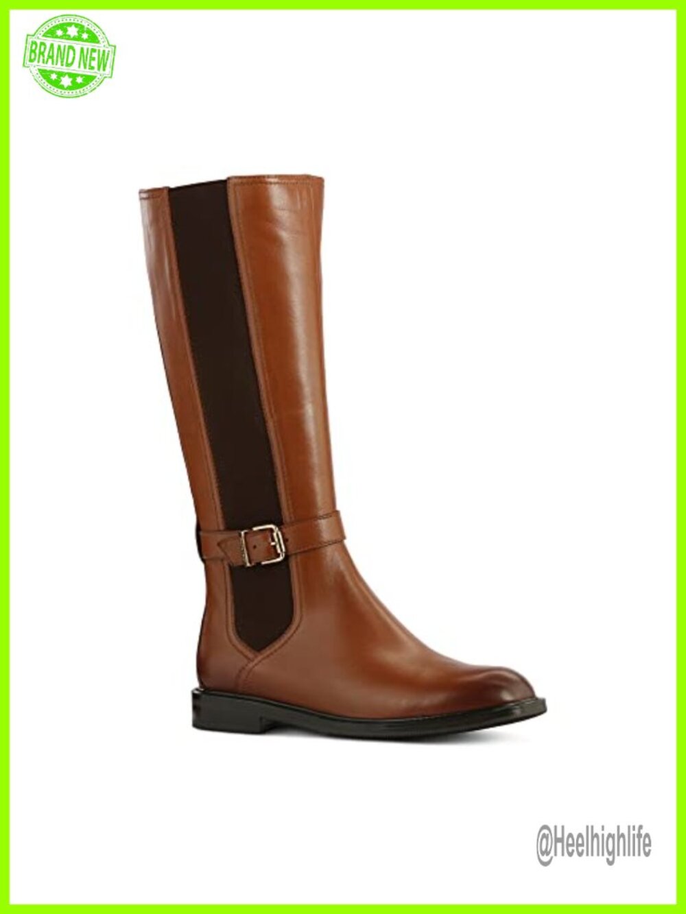 Women's Sheep Napa Leather Knee-High Boots Block Heel Cushioned Insole Side Zip